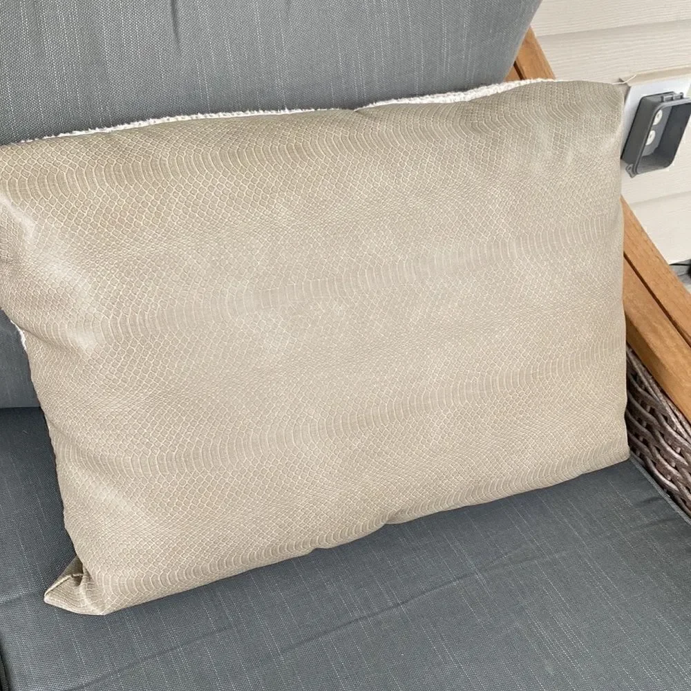 Custom-Made High End Faux Leather & Fabric Accent Pillow (1)
